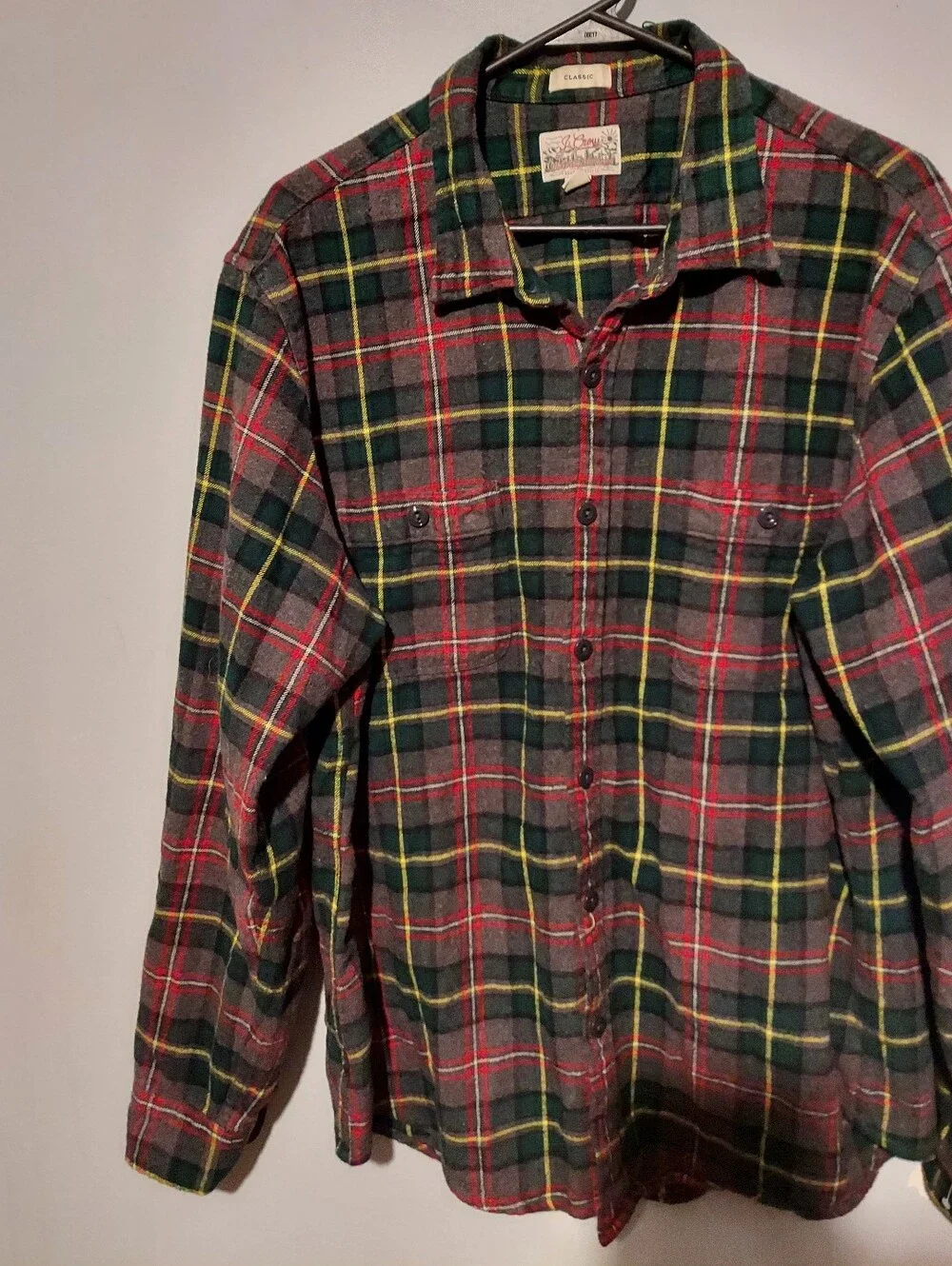 J. CREW Button Down Shirt Men's Mid-Weight Flannel Classic Fit Grey L Preppy